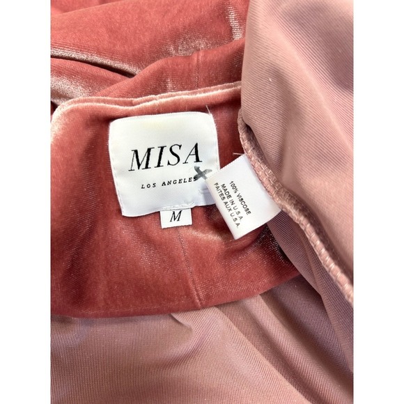 MISA Los Angeles Velvet Ruffle Mini Dress Pink Braided Belt Party Cocktail - Picture 4 of 6